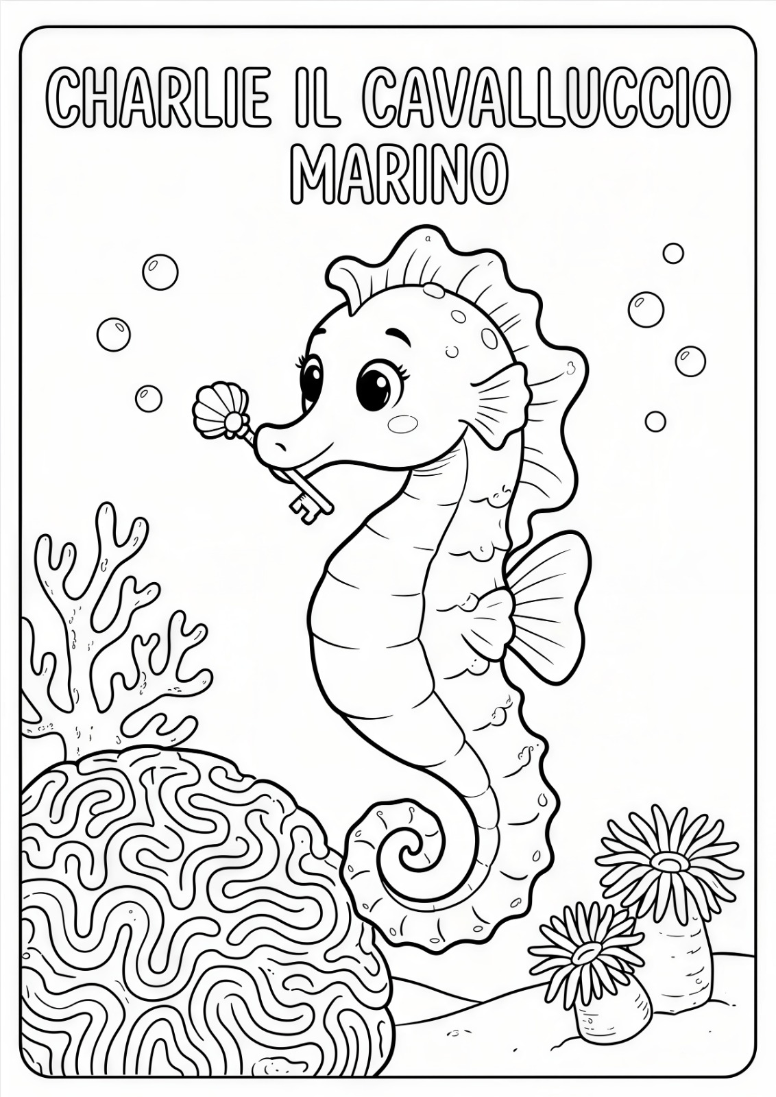 Charlie Il cavalluccio marino — disegno da colorare